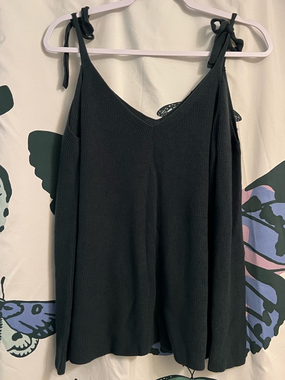 Dark teal Tie cold shoulder V-Neck long sleeve knit sweater